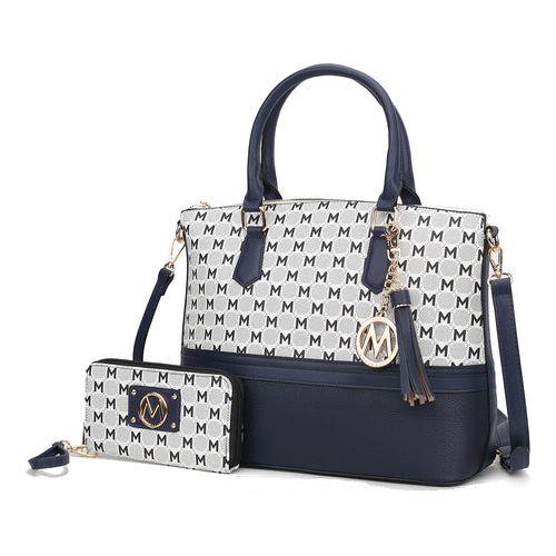 Load image into Gallery viewer, Saylor Circular M Emblem Print Women Tote Bag with Matching Wristlet
