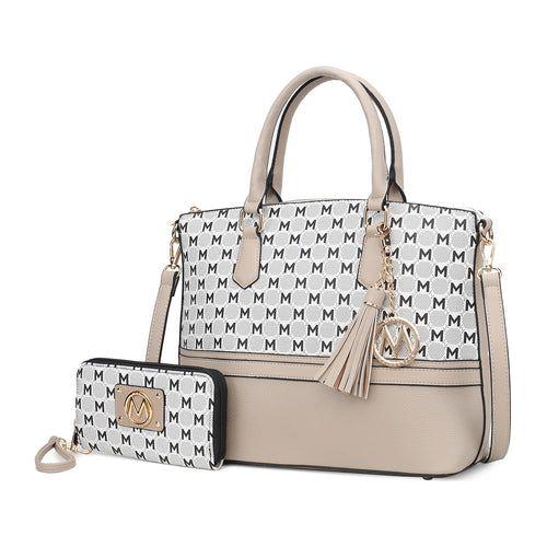 Load image into Gallery viewer, Saylor Circular M Emblem Print Women Tote Bag with matching Wristlet
