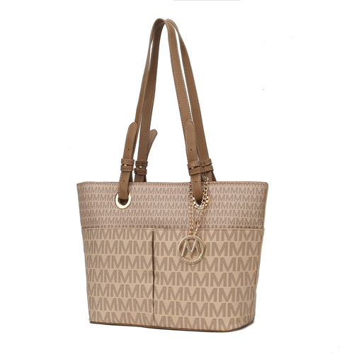 Lori M Logo Printed Vegan Leather Women Tote Bag