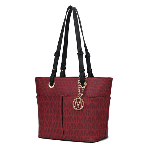 Lori M Logo Printed Vegan Leather Women Tote Bag