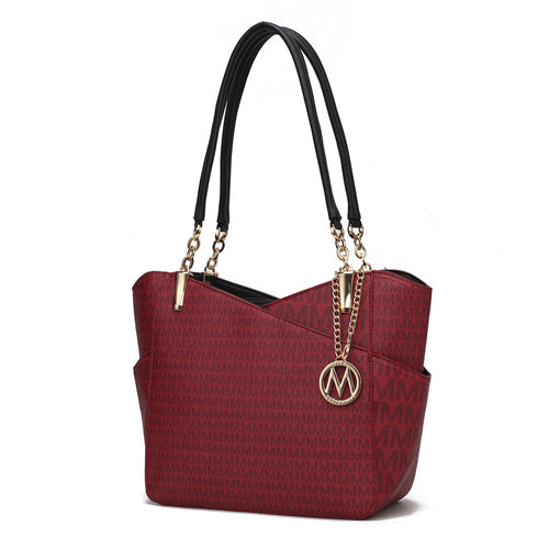 Jules M Logo Printed Vegan Leather Women Tote Bag