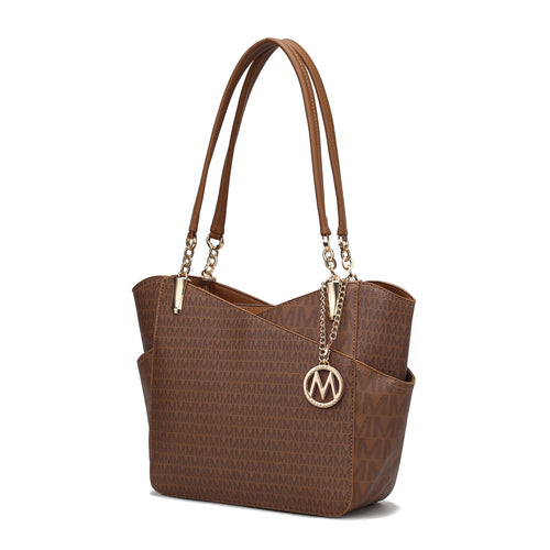 Jules M Logo Printed Vegan Leather Women Tote Bag