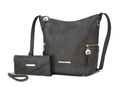 Load image into Gallery viewer, Mia K. Lux Hobo Bag with Wallet - Elegant Vegan Leather Handbag
