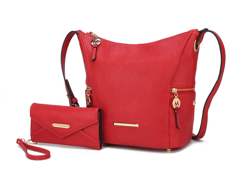 Load image into Gallery viewer, Mia K. Lux Hobo Bag with Wallet - Elegant Vegan Leather Handbag
