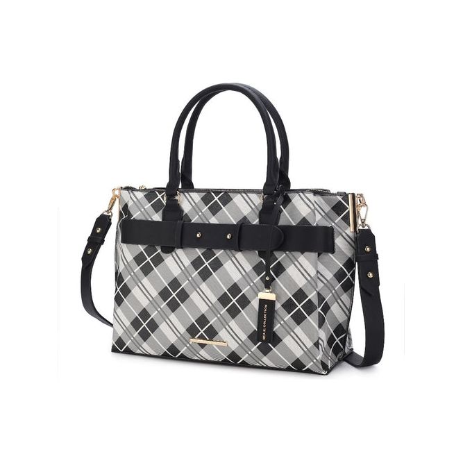 Vivian Plaid Vegan Leather Women Satchel Bag