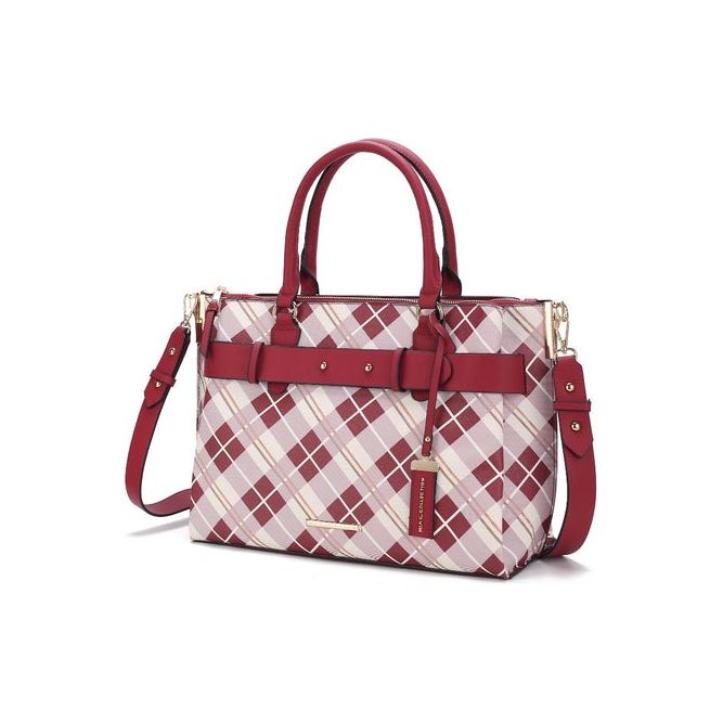 Vivian Plaid Vegan Leather Women Satchel Bag