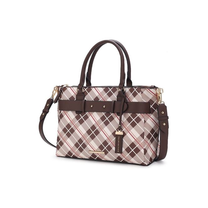 Vivian Plaid Vegan Leather Women Satchel Bag