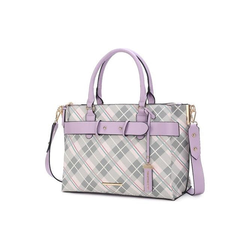 Load image into Gallery viewer, Vivian Plaid Vegan Leather Women Satchel Bag
