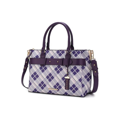 Load image into Gallery viewer, Vivian Plaid Vegan Leather Women Satchel Bag
