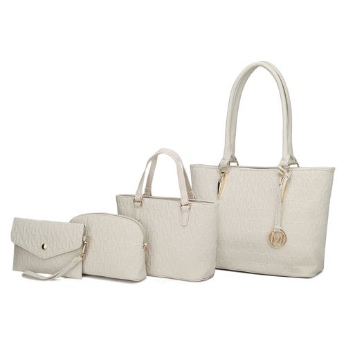 Edelyn embossed M Signature 4 PCS Tote Set