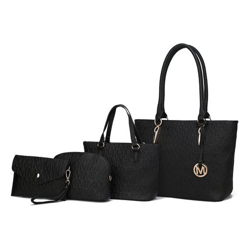 Edelyn embossed M Signature 4 PCS Tote Set