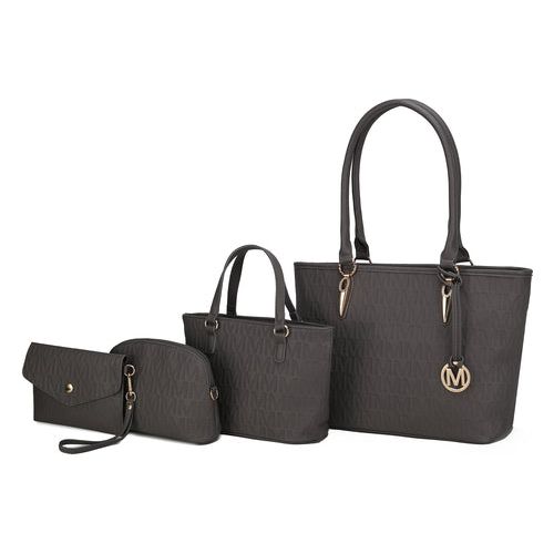 Edelyn embossed M Signature 4 PCS Tote Set