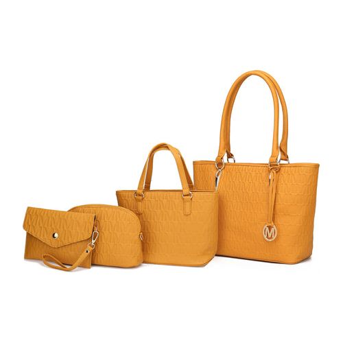 Edelyn embossed M Signature 4 PCS Tote Set