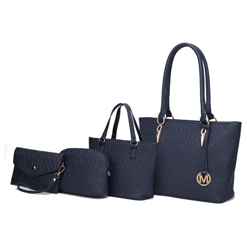 Edelyn embossed M Signature 4 PCS Tote Set