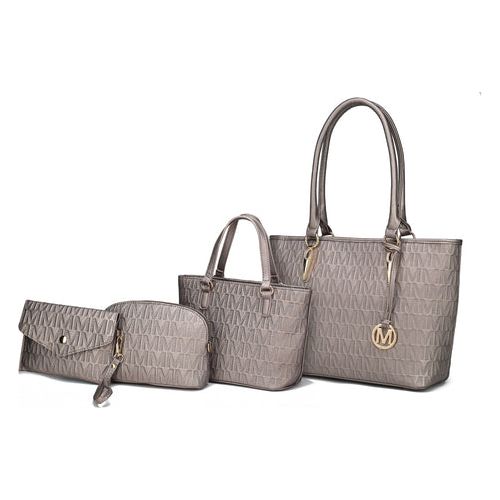 Edelyn embossed M Signature 4 PCS Tote Set