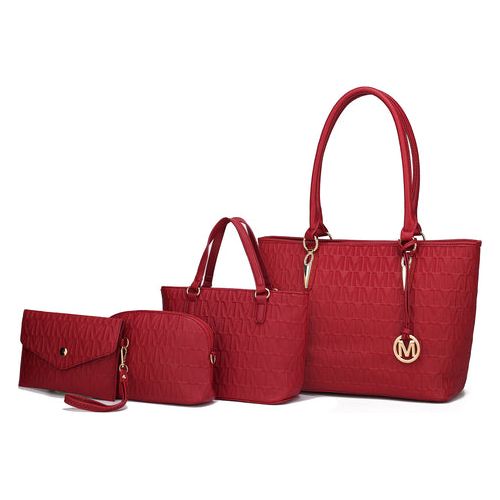 Edelyn embossed M Signature 4 PCS Tote Set