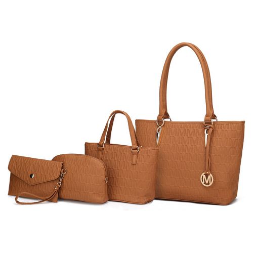 Edelyn embossed M Signature 4 PCS Tote Set