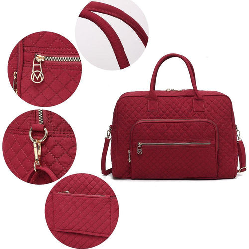 Load image into Gallery viewer, MKF Collection Jayla Solid Quilted Cotton Women Duffle Bag by Mia k
