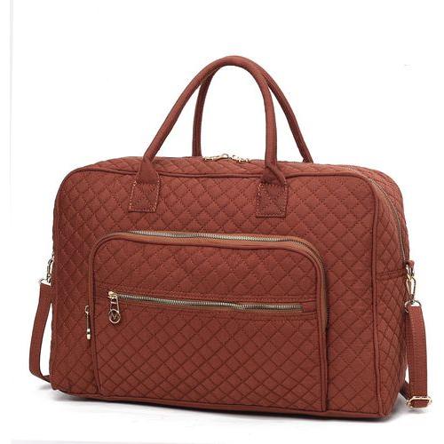 Load image into Gallery viewer, MKF Collection Jayla Solid Quilted Cotton Women Duffle Bag by Mia k
