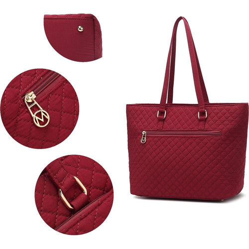 Load image into Gallery viewer, MKF Collection Hallie Solid Quilted Cotton Women Tote Bag
