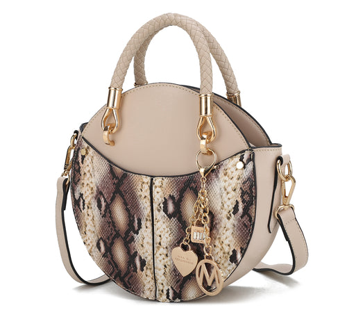 Load image into Gallery viewer, Camille Faux Snakeskin Vegan Leather Women Round Crossbody Bag
