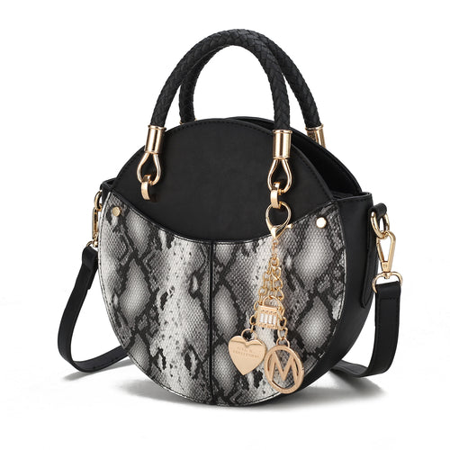 Load image into Gallery viewer, Camille Faux Snakeskin Vegan Leather Women Round Crossbody Bag
