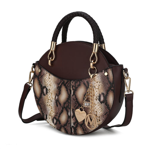 Load image into Gallery viewer, Camille Faux Snakeskin Vegan Leather Women Round Crossbody Bag
