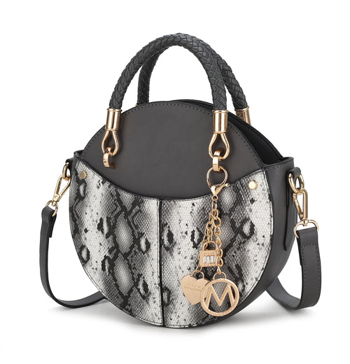 Mia K. Camille Faux Snakeskin Vegan Leather Women Round Crossbody Bag