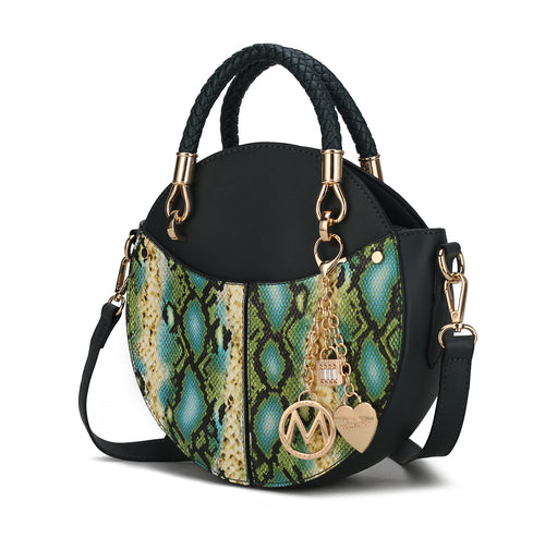 Load image into Gallery viewer, Camille Faux Snakeskin Vegan Leather Women Round Crossbody Bag
