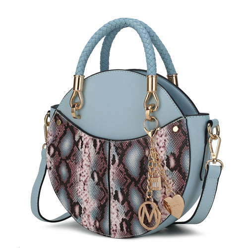 Load image into Gallery viewer, Camille Faux Snakeskin Vegan Leather Women Round Crossbody Bag
