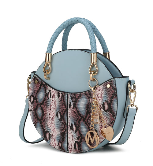 Mia K. Camille Faux Snakeskin Vegan Leather Women Round Crossbody Bag