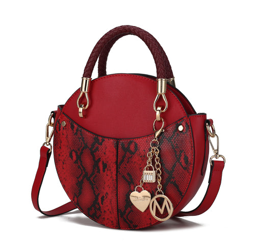 Load image into Gallery viewer, Camille Faux Snakeskin Vegan Leather Women Round Crossbody Bag
