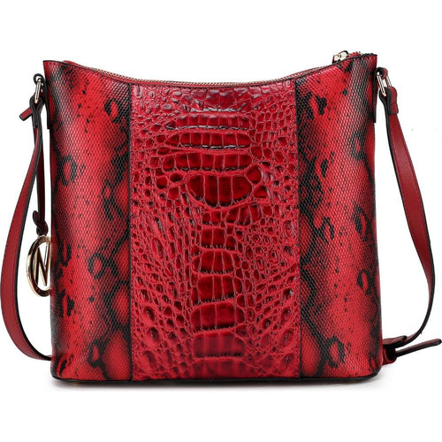 Load image into Gallery viewer, Meline Faux Crocodile and Snake Embossed Vegan Leather Shoulder
