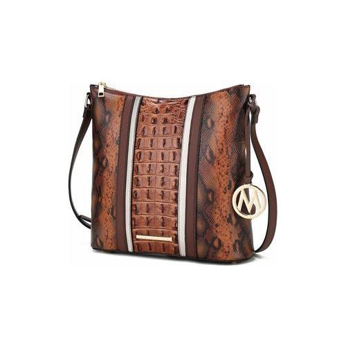 Load image into Gallery viewer, Meline Faux Crocodile and Snake Embossed Vegan Leather Shoulder Bag
