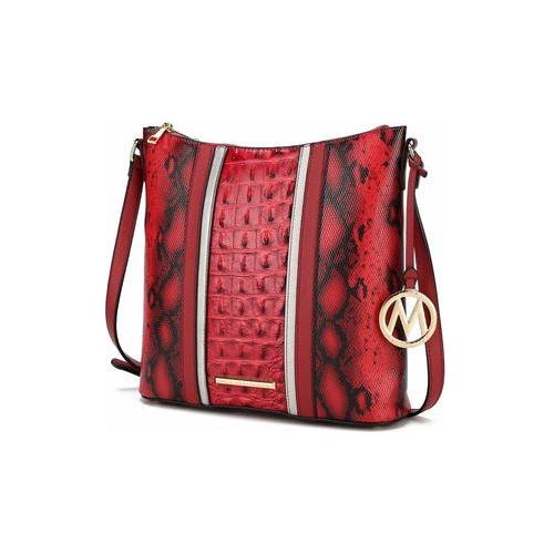 Load image into Gallery viewer, Meline Faux Crocodile and Snake Embossed Vegan Leather Shoulder Bag
