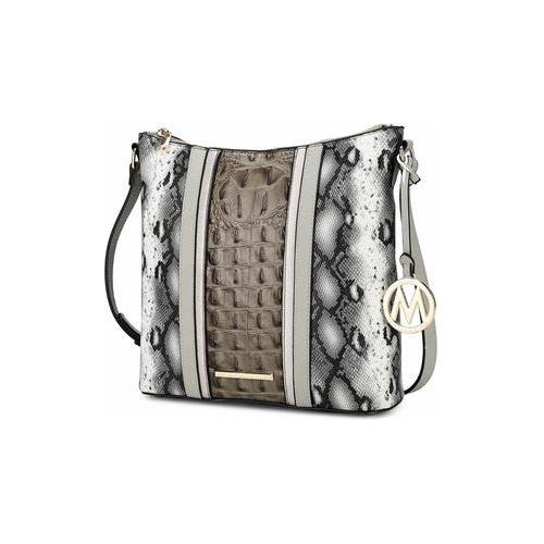 Load image into Gallery viewer, Meline Faux Crocodile and Snake Embossed Vegan Leather Shoulder Bag
