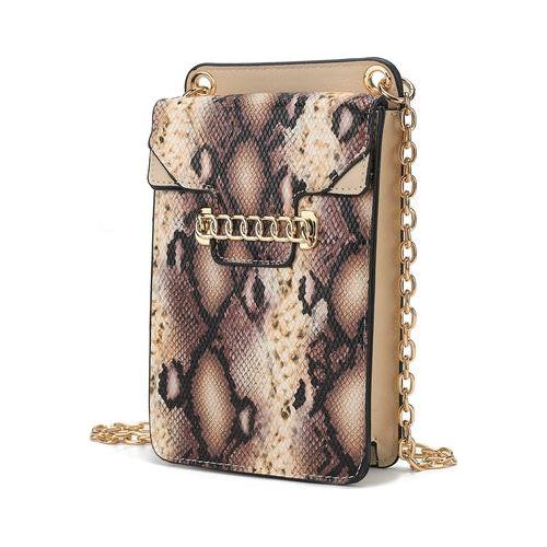 Load image into Gallery viewer, Yael Snake Embossed Vegan Leather Phone Crossbody Handbag: A Touch of Luxury
