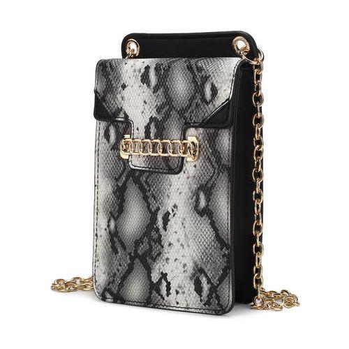 Load image into Gallery viewer, Yael Snake Embossed Vegan Leather Phone Crossbody Handbag: A Touch of Luxury
