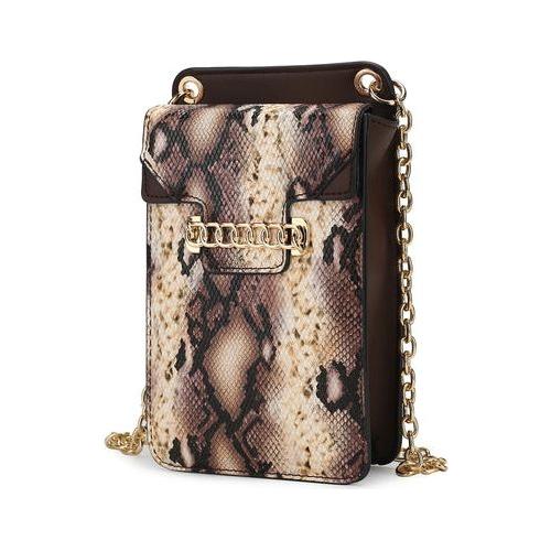 Load image into Gallery viewer, Yael Snake Embossed Vegan Leather Phone Crossbody Handbag: A Touch of Luxury
