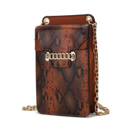 Load image into Gallery viewer, Yael Snake Embossed Vegan Leather Phone Crossbody Handbag: A Touch of Luxury
