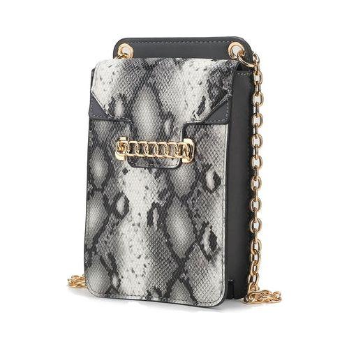 Load image into Gallery viewer, Yael Snake Embossed Vegan Leather Phone Crossbody Handbag: A Touch of Luxury
