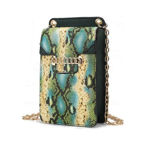 Load image into Gallery viewer, Yael Snake Embossed Vegan Leather Phone Crossbody Handbag: A Touch of Luxury
