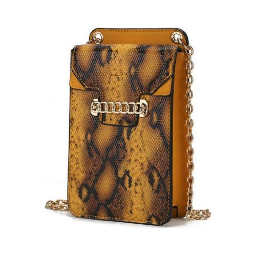 Load image into Gallery viewer, Yael Snake Embossed Vegan Leather Phone Crossbody Handbag: A Touch of Luxury
