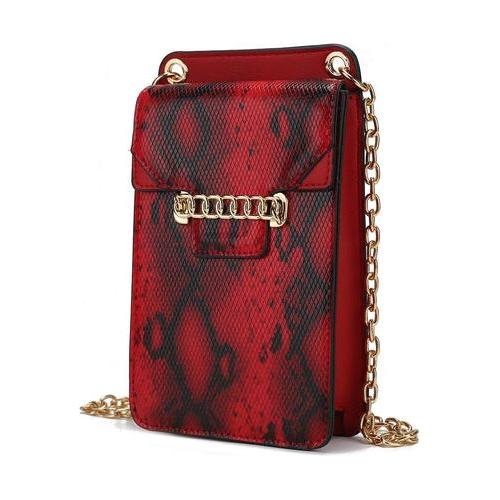 Load image into Gallery viewer, Yael Snake Embossed Vegan Leather Phone Crossbody Handbag: A Touch of Luxury
