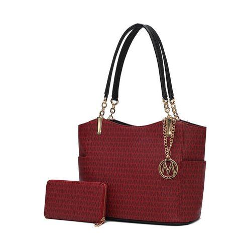 Load image into Gallery viewer, Savannah M Logo Printed Vegan Leather Women Tote and Wristlet Wallet
