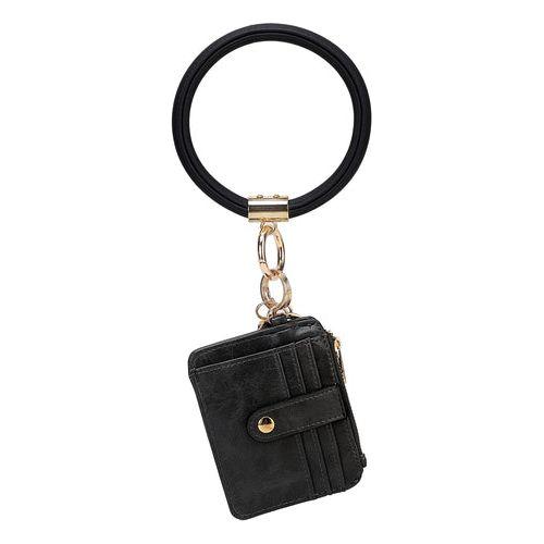 Jordyn Vegan Leather Bracelet Keychain with a Credit Card Holder