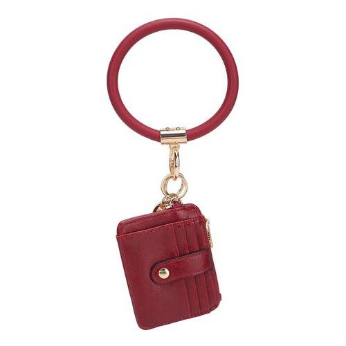 Load image into Gallery viewer, Jordyn Vegan Leather Bracelet Keychain with a Credit Card Holder
