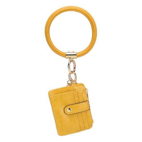 Load image into Gallery viewer, Jordyn Vegan Leather Bracelet Keychain with a Credit Card Holder
