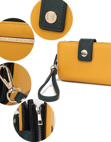 Shira Color Block Vegan Leather Women Wallet with Wristlet