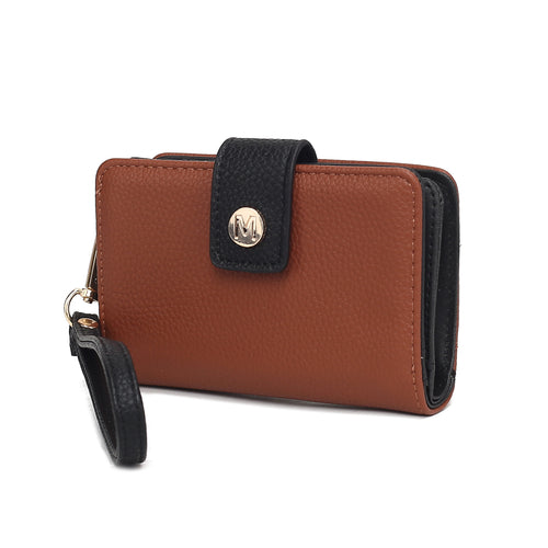 Shira Color Block Vegan Leather Women Wallet with Wristlet